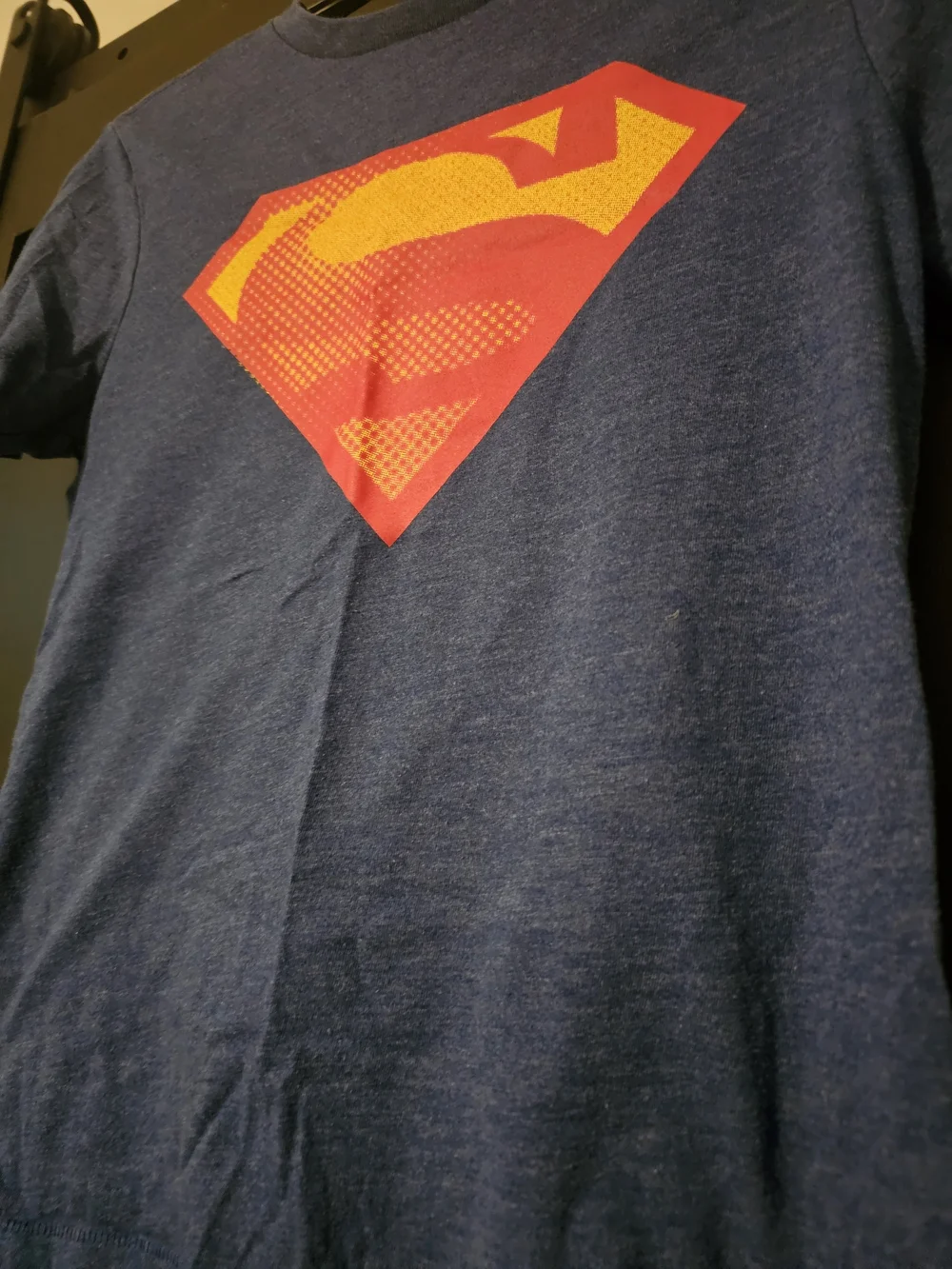 GAP Blue Tee with Red & Yellow Superman Shield Graphic Size L